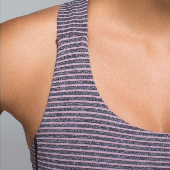 Lululemon All Sports Bra Hyper Stripe Mauvelous Heathered Black - Picture 4 of 11